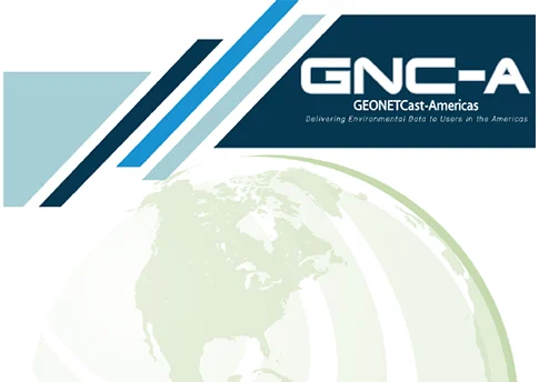 Emblem of GEONETCast Americas (GNC-A) text logomark with letters GNC-A in bold font.